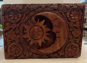 Box Sun and Moon Carved